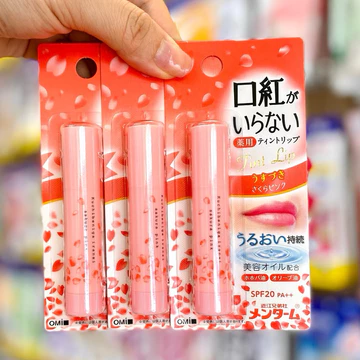Son Dưỡng Môi Chống Nắng Giảm Thâm OMI Tint Lip Nhật Bản 3in1 Hồng Sakura - Dưỡng Ẩm + Nhuộm Môi + Chống Nắng SPF20