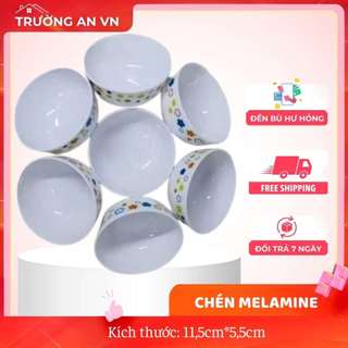 5 Chén ăn cơm nhựa melamine Trắng bông nhiều màu không vỡ loại tốt - Trường An VN