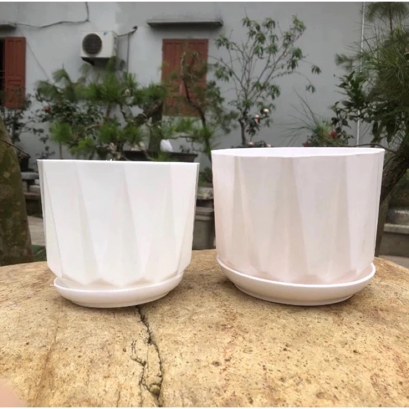 (Chậu + đĩa) Chậu nhựa trồng cây kt Cao 16 x rộng 21cm, Chậu Múi khế đủ size trồng hoa để bàn,deco sân vườn