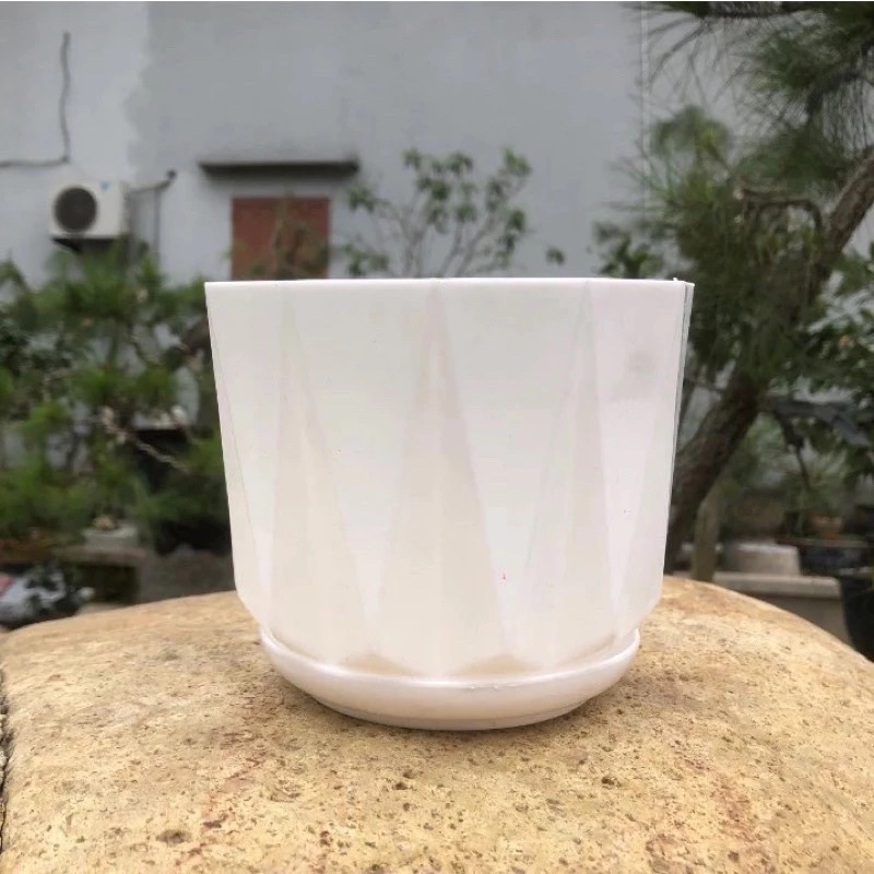 (Chậu + đĩa) Chậu nhựa trồng cây kt Cao 16 x rộng 21cm, Chậu Múi khế đủ size trồng hoa để bàn,deco sân vườn
