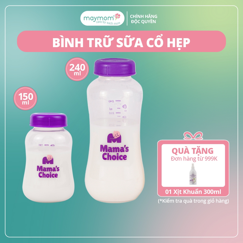 Ảnh Bình Trữ Sữa Cổ Hẹp Tương Thích Máy Hút Sữa Medela, Unimom, Ameda – Bình Đựng Sữa Mama's Choice Dung Tích 150ml - 240ml 1