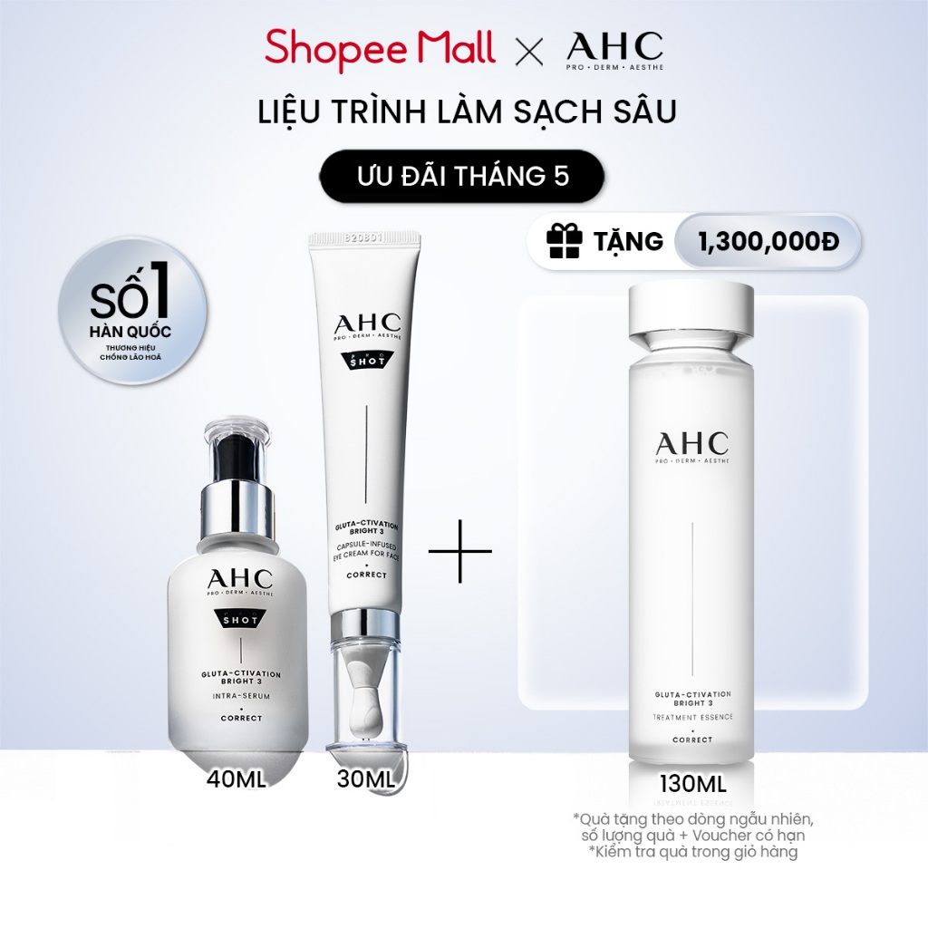 Bộ đôi AHC PROSHOT GLUTA-CTIVATION BRIGHT 3: Mờ Nám, Sáng Da Chuẩn Hàn