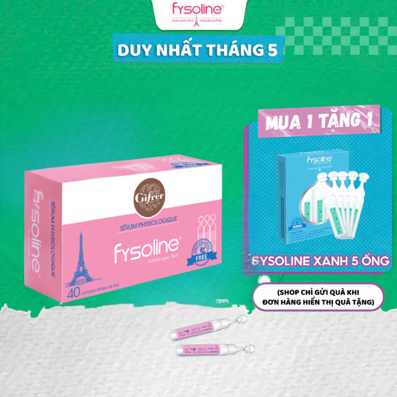 Ảnh Nước muối sinh lý Fysoline Gifrer Pháp vệ sinh mắt, mũi, miệng hàng ngày hộp 40 ống x 5ml 1
