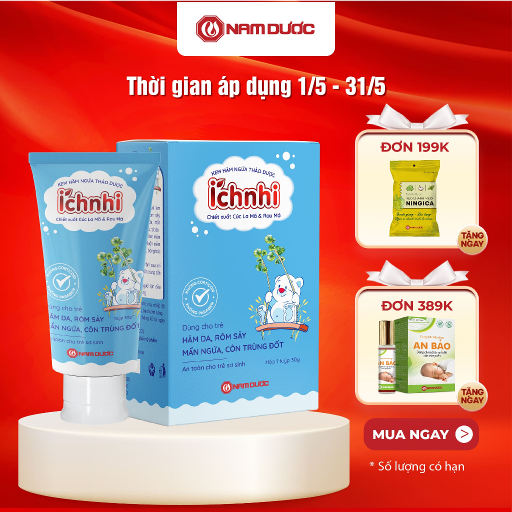 Ảnh Kem hăm ngứa thảo dược Ích Nhi-Tuýp 30gr, làm dịu da, hết viêm ngứa, hăm da, an toàn cho trẻ sơ sinh 1