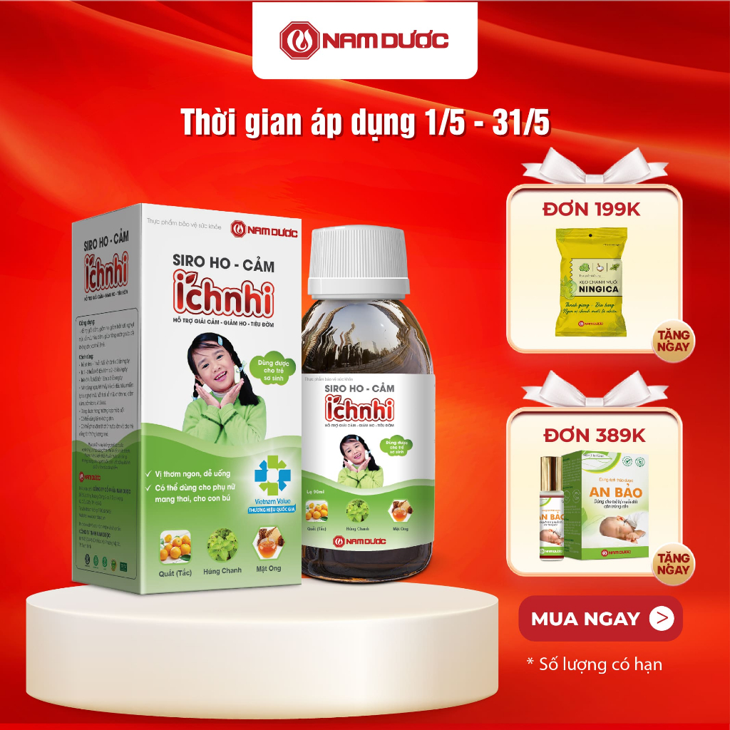 Ảnh Siro ho cảm Ích Nhi chai 90ml, hỗ trợ giải giảm, hỗ trợ giảm ho, sổ mũi, hỗ trợ tiêu đờm 1