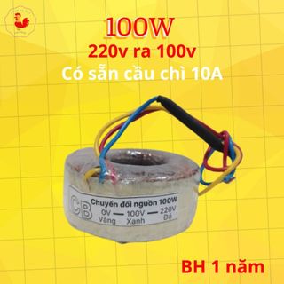 Biến áp đổi điện 220v ra  100v 110v 100w dùng lọc không khí có sẵn cầu chì bảo vệ