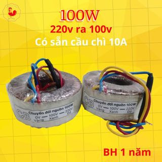 Biến áp đổi điện 220v ra  100v 110v 100w dùng lọc không khí có sẵn cầu chì bảo vệ