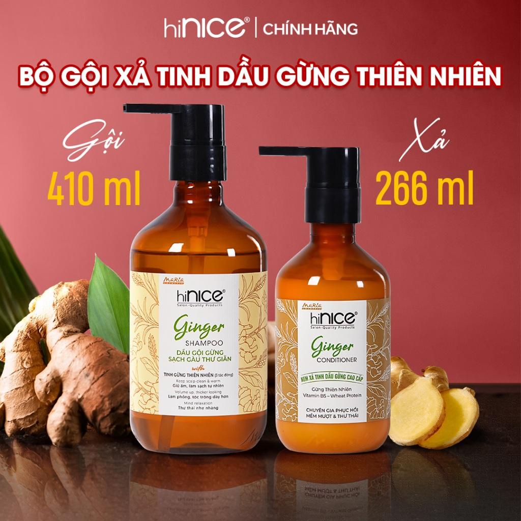 Ảnh Bộ Gội Xả Tinh Dầu Gừng Thiên Nhiên hiNICE Ginger Hỗ Trợ Phục Hồi Tóc Khô Xơ, Sạch Gàu 2