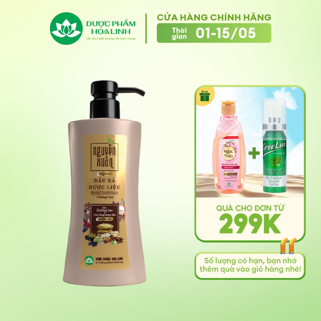 Ảnh Dầu xả dược liệu Nguyên Xuân bồng bềnh 300ml dành cho tóc dầu bết - Tặng thêm 10% thể tích giá không đổi 1