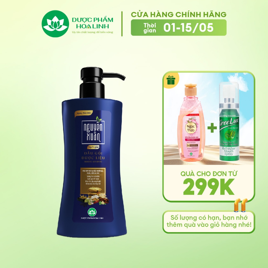 Ảnh Dầu gội Dược liệu Nguyên Xuân Sạch Gàu 350ml - Tặng thêm 10% thể tích giá không đổi 1