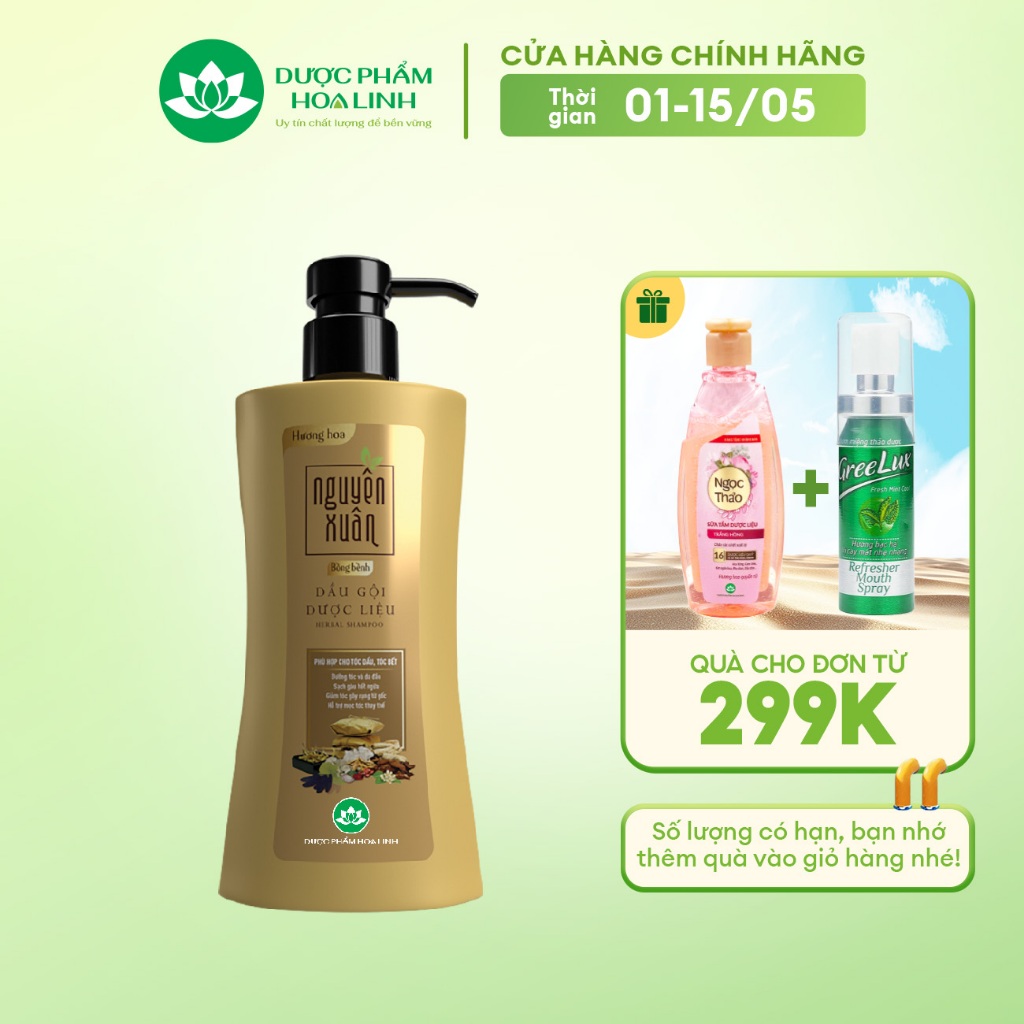 Ảnh Dầu gội dược liệu Nguyên Xuân Bồng bềnh 350ml - Dành cho tóc dầu bết - Tặng thêm 10% thể tích giá không đổi 1