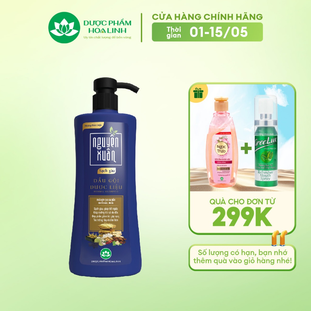 Ảnh Dầu gội Dược liệu Nguyên Xuân Sạch Gàu 450ml - Tặng 50ml thể tích giá không đổi 1