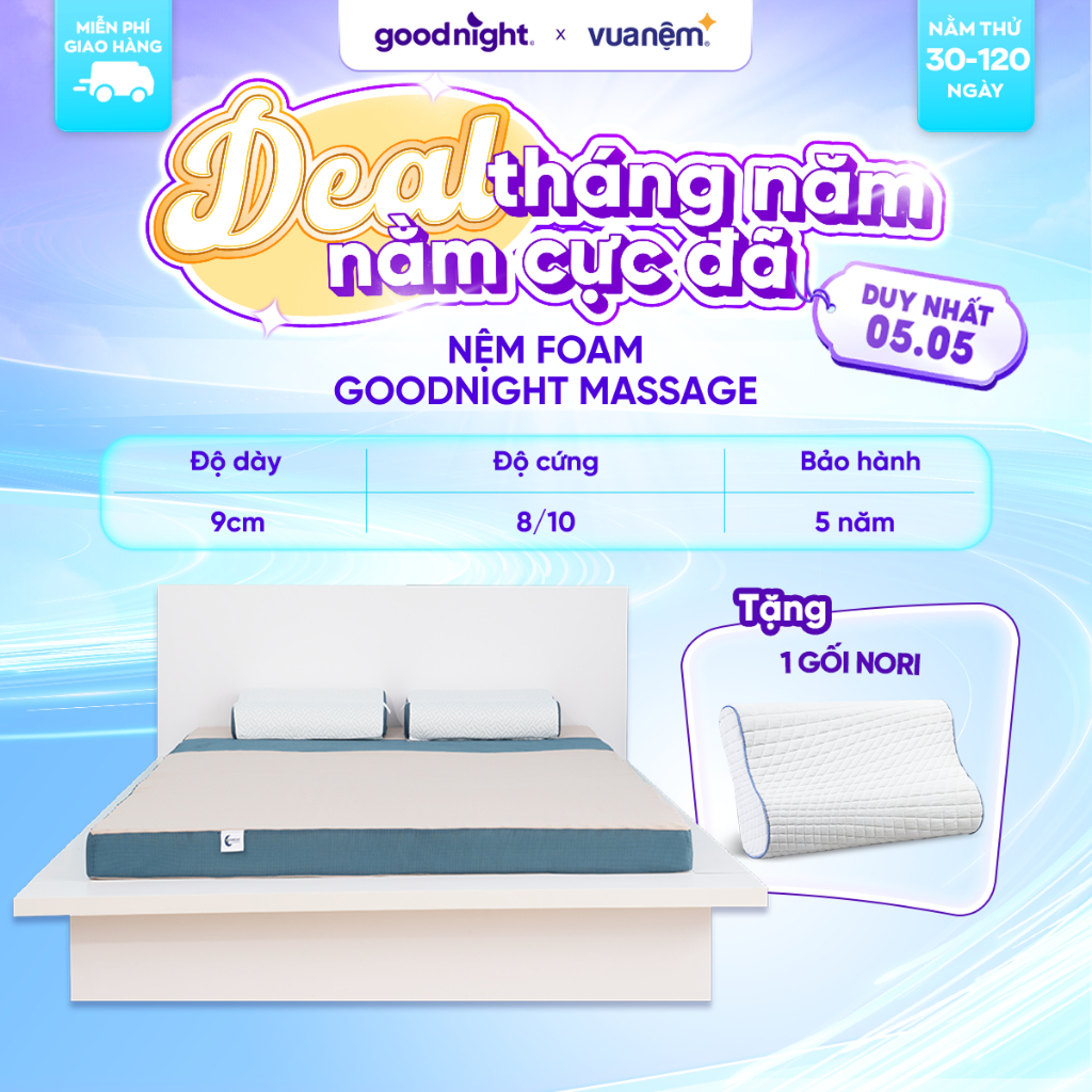 Ảnh Nệm Foam Cấu Trúc Lượn Sóng, Duy Trì Tư Thế Nằm Goodnight Massage 9cm 2