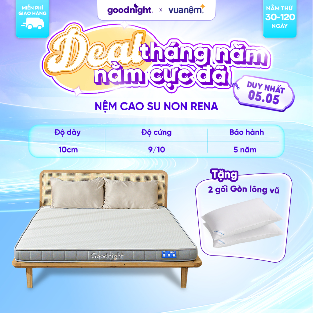 Ảnh Nệm Cao Su Non Vua Nệm Goodnight Rena 10cm, Đệm Cao Su Non Hybrid Lớp Cao Su Thiên Nhiên 2
