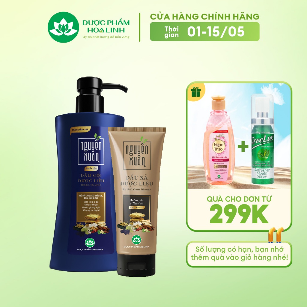 Ảnh Bộ Dầu gội 350ml và Dầu xả 150ml Nguyên Xuân sạch gàu - Dành cho tóc gàu, ngứa 1