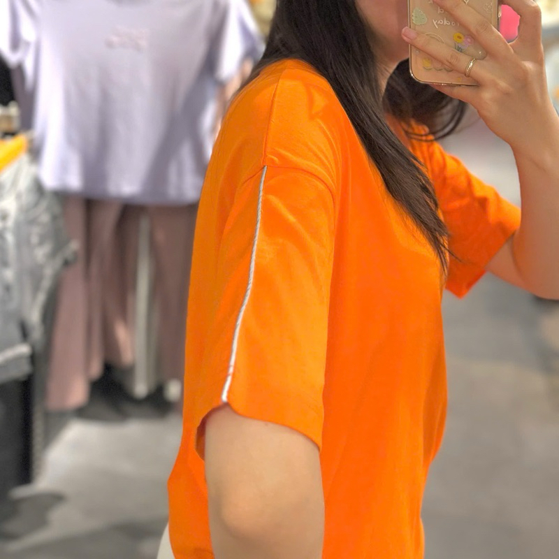 Ảnh Áo Thun BOO Unisex Cotton oversized icon logo màu cam 2