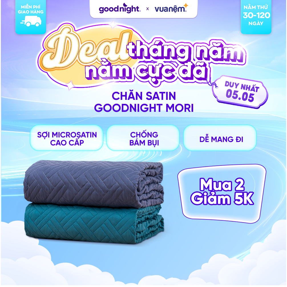 Ảnh Chăn Goodnight Mori Mềm Mịn Thoáng Mát, Màu Đơn Sắc Nhẹ Nhàng Kháng Khuẩn Tự Nhiên 160x200cm Vua Nệm 1