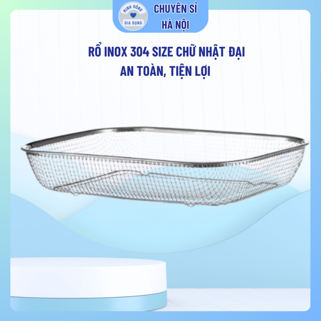 Rổ inox 304 SIZE CHỮ NHẬT ĐẠI dạng lưới kiểu Nhật đựng thức ăn chiên và ...