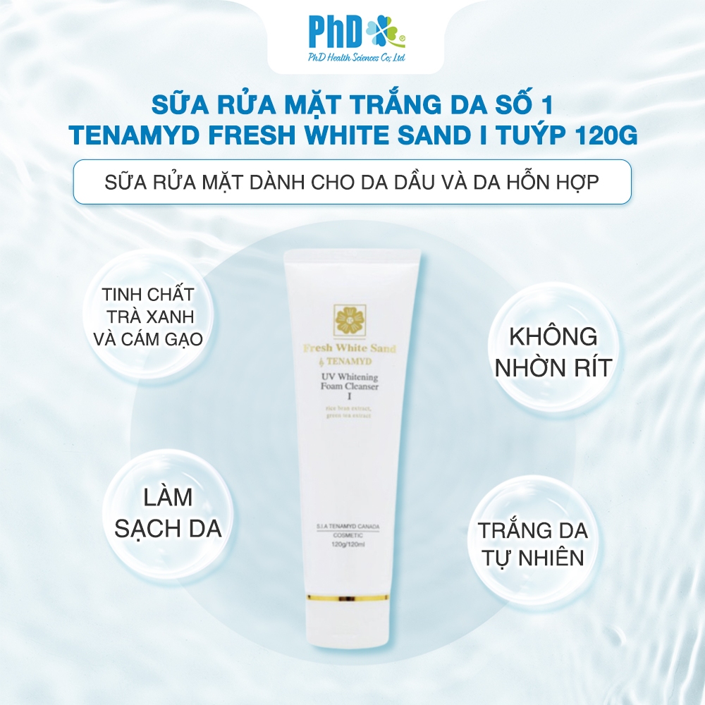Sữa Rửa Mặt Trắng Da Tenamyd Fresh White Sand I, II, III Tuýp 120g - Sữa Rửa Mặt Làm Sạch Sâu
