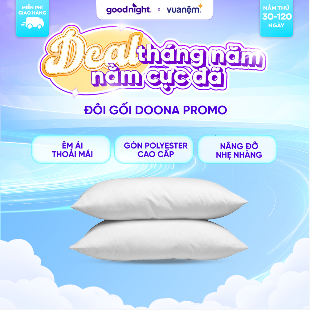 Ảnh Đôi gối bông Doona Promo 45x65cm nâng đỡ nhẹ nhàng êm ái, thoáng khí 1