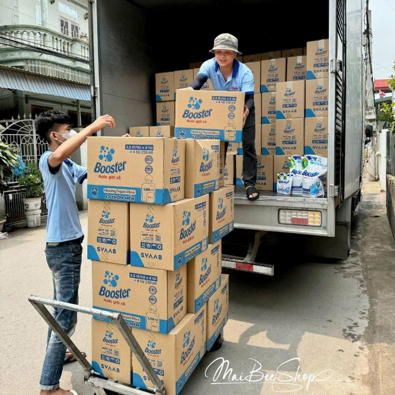 Thùng/ Combo 4 Nước giặt xả Bosster hương ngàn hoa túi 3.5kg TẶNG kèm 4 túi mini 250ml , chính hãng