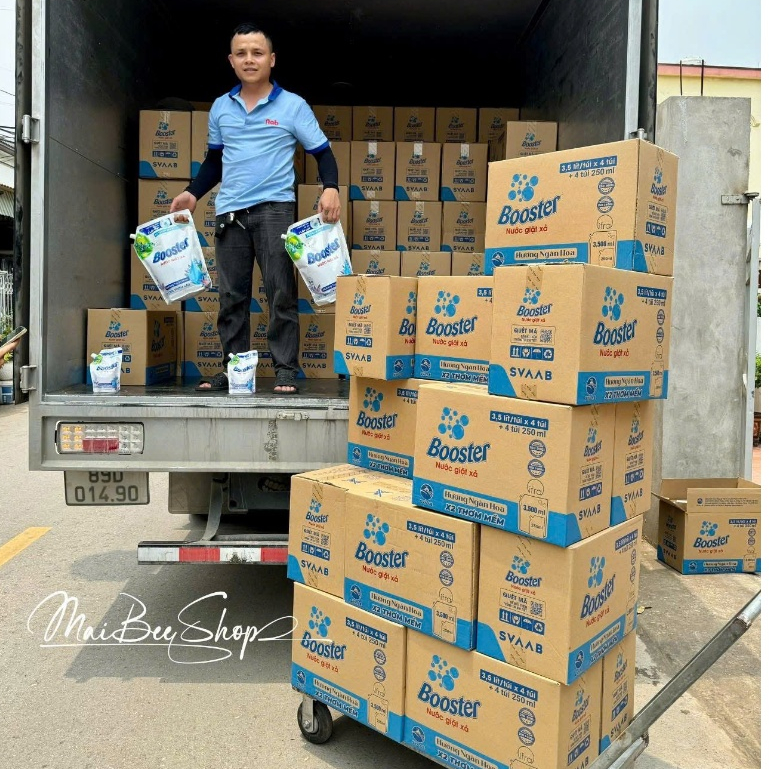 Thùng/ Combo 4 Nước giặt xả Bosster hương ngàn hoa túi 3.5kg TẶNG kèm 4 túi mini 250ml , chính hãng