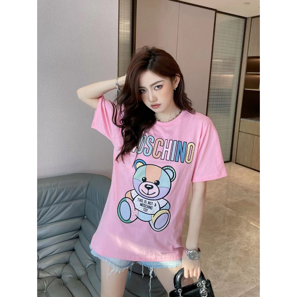 100% Cotton Áo thun nữ oversize moschino color