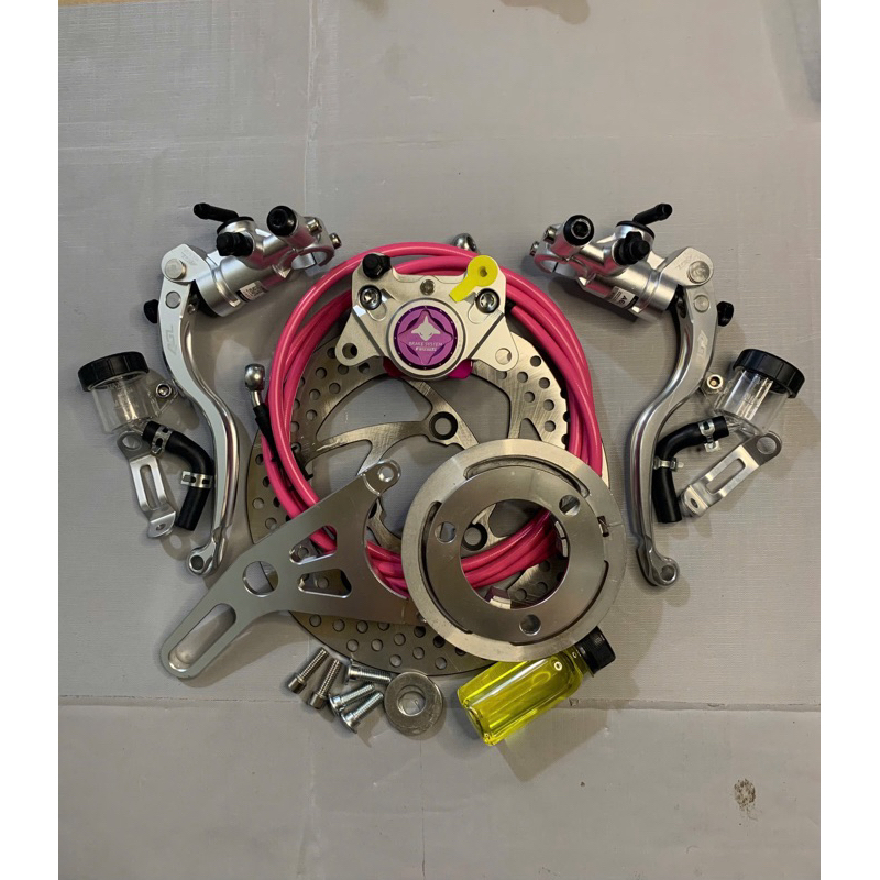 [tặng dầu] combo phanh đĩa sau heo CNC Cá Mập Folamdo gắn xe điện kèm tay phanh agl hàng chuẩn phụ kiện xe điện