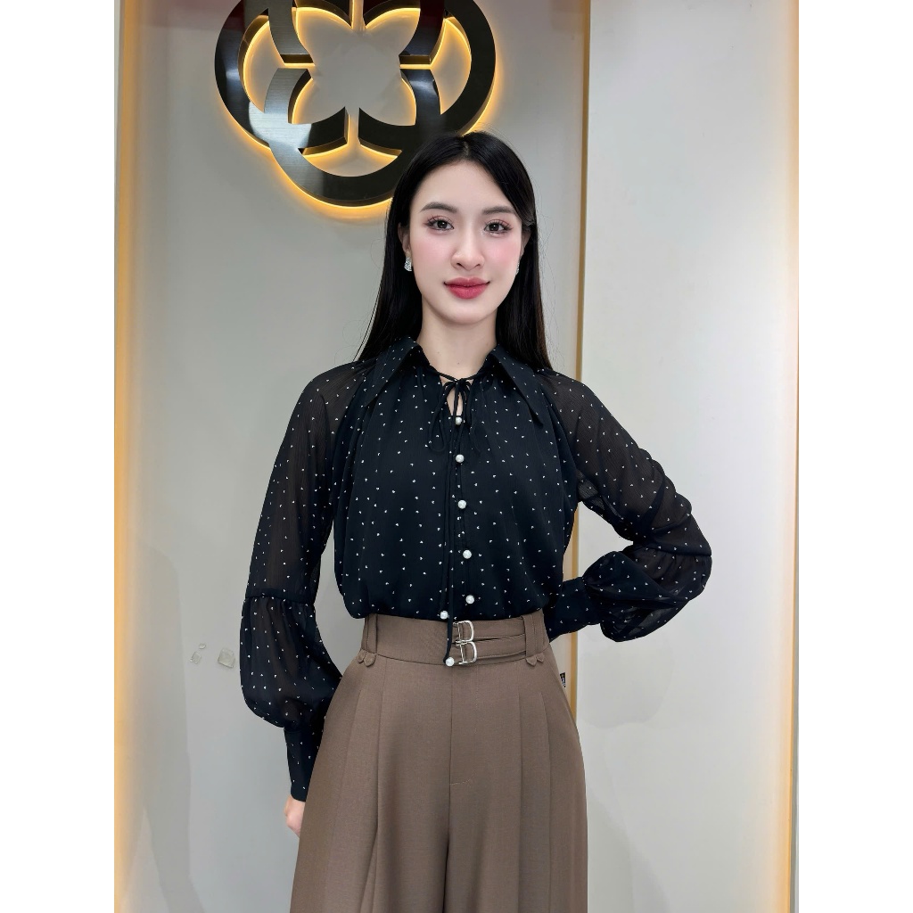 Ảnh Áo Sơ Mi Nữ 𝐂𝐂𝐇𝐀𝐓 Kiểu Tay Zaclang Chất Liệu Chiffon Cao Cấp 15FDH5003ST 1