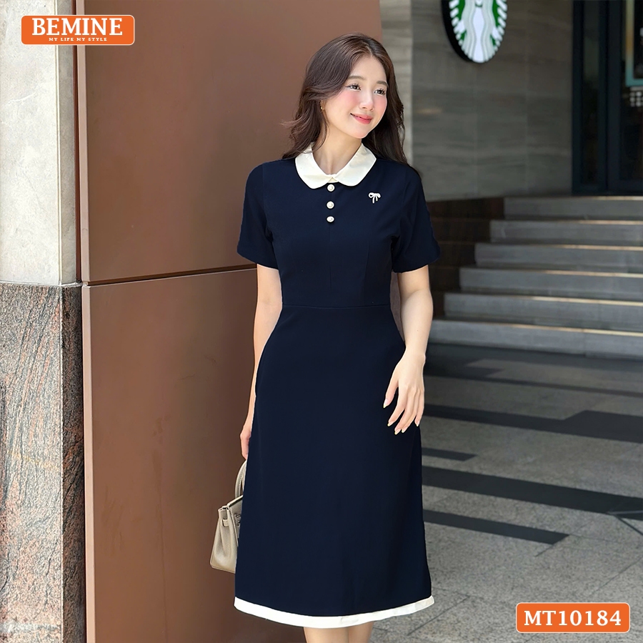 Ảnh Đầm thiết kế BEMINE cổ sen dáng chữ A có viền phù hợp đi làm, đi chơi-MT10184 4