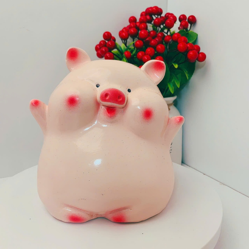 Heo đất tiết kiệm mẫu heo bánh bao mini cao 15cm- ống heo lợn đất tiết kiệm phúng phính
