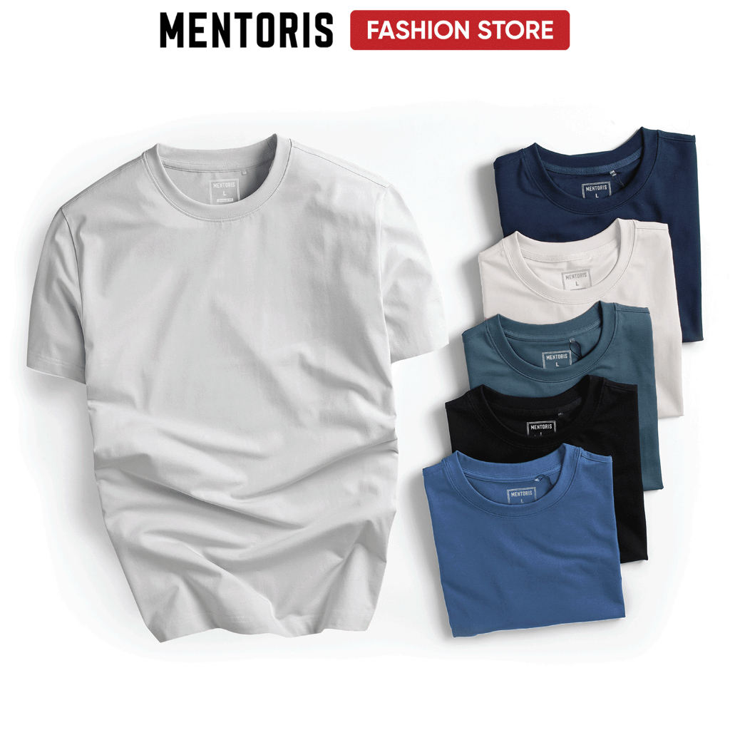 Áo thun nam cổ tròn Cotton Mentoris, Áo phông nam chất vải mềm mại, co giãn thấm hút mô hôi MTS04