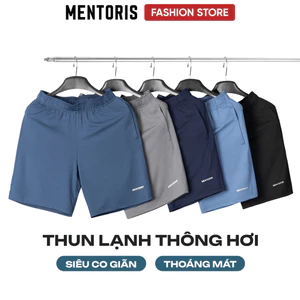 Quần Short Thể Thao Nam MENTORIS, Chất Vải Thun Lạnh, Thoáng Mát, Siêu Co Giãn, Nhiều Màu MSR02