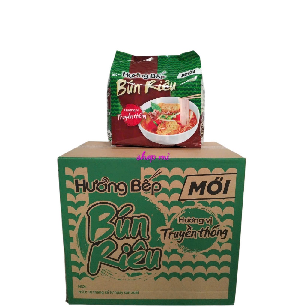 Thùng 30 gói Bún Riêu, phở bò Hương Bếp chuẩn vị truyền thống (70gr x 5gói x 6lốc)