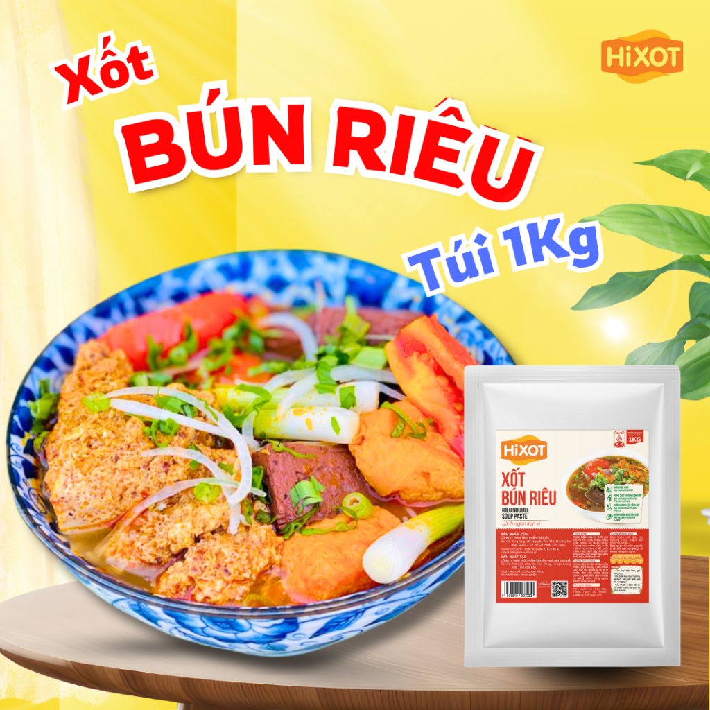 XỐT BÚN RIÊU HiXOT Túi 1Kg, cho quán ăn, nhà hàng, khách sạn, nấu bún riêu cua/ tôm, lẩu riêu