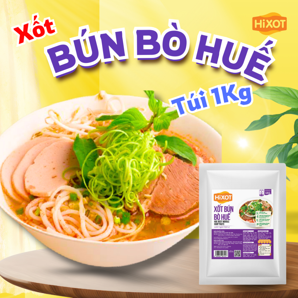 [HORECA] Xốt Bún Bò Huế Túi 1KG gia vị hoàn chỉnh, không cần nêm nếm, dành kênh HORECA, nấu 35-40 tô