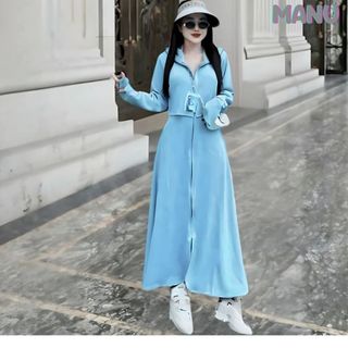 Áo chống nắng nữ toàn thân thiết kế phần thân trên 2 lớp croptop, vải cotton co giãn 4 chiều, chống UV- ROSE GOLD