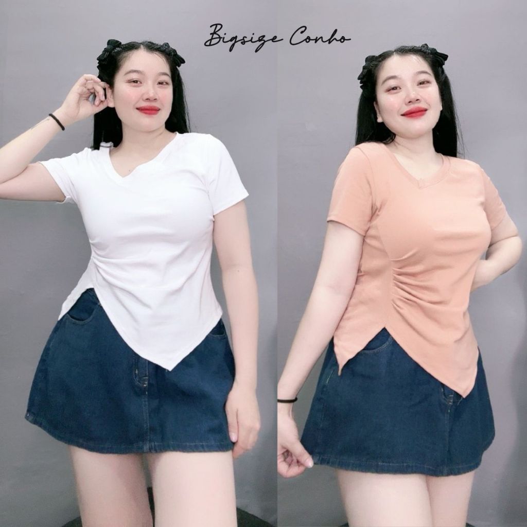 Áo Thun Cổ Tim Bigsize Lên Phom Tôn Dáng Che Bụng Cực Dễ Thương MÃ A40