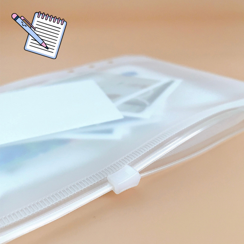 Túi Đựng Tài Liệu A5, A6, Túi Zip Trong Suốt PVC Chống Thấm Nước, Túi Zip Đựng Tiền Có Khóa Kéo Làm Phụ Kiện Sổ Còng