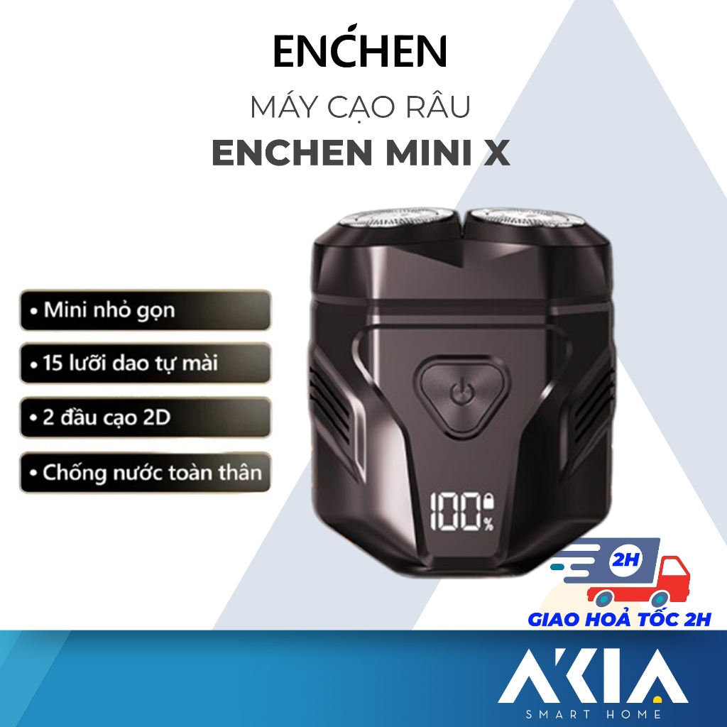Máy cạo râu Enchen Mini X, 15 lưỡi dao tự mài, 2 đầu cạo 2D, kháng nước ...