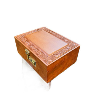 Hộp đựng  trang sức gỗ  hương  mặt trạm gấm  hoa chanh đồng tiền