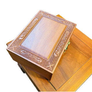 Hộp đựng  trang sức gỗ  hương  mặt trạm gấm  hoa chanh đồng tiền