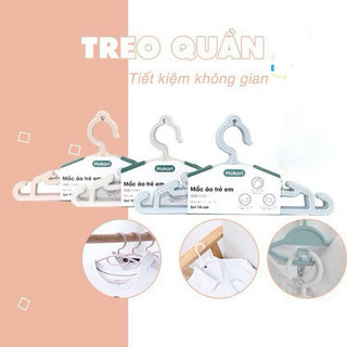 Combo 10 móc áo nhựa treo quần áo cho bé hokori, mắc áo phơi áo quần cho bé nhựa Việt Nhật (MH-2830)