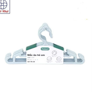 Combo 10 móc áo nhựa treo quần áo cho bé hokori, mắc áo phơi áo quần cho bé nhựa Việt Nhật (MH-2830)