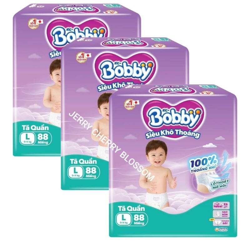 [Tặng 1 gói ban đêm organic sleepwill ]Combo 3 gói tã quần Bobby Ultra siêu tiết kiệm M96, L88, XL76, XXL70