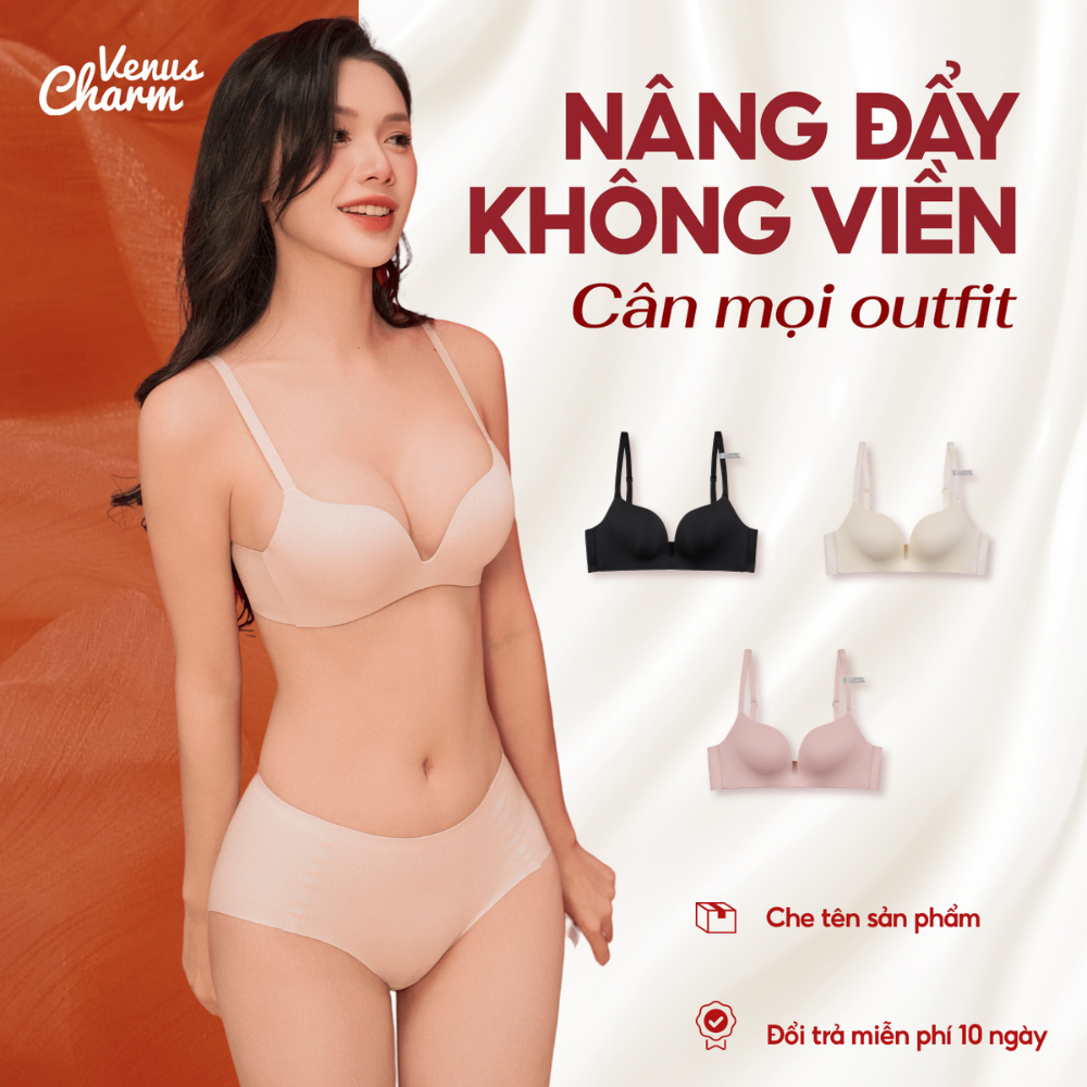 Ảnh Áo ngực không gọng su đúc tàng hình không lộ viền đệm dày 2,5cm nâng đẩy tự nhiên Venus Charm 2360 1