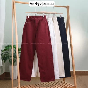 Quần ống suông nữ kaki ống rộng lưng cao cá tính dáng dài 105cm Anngo - AT536
