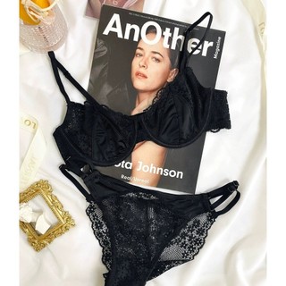 Đồ nội y (S12) - Bộ đồ lót lụa phối ren gợi cảm có gọng không đệm