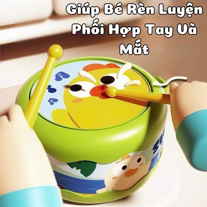 Bộ Trống Lục Lạc 5 Món Xúc Xắc Set Trống Đa Năng Vali Gặm Nướu Kèn Trống Đồ Chơi Âm Thanh - Đồ Chơi Cho Bé PUKAPI