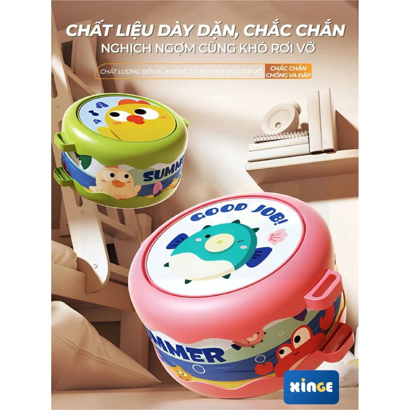 Bộ Trống Lục Lạc 5 Món Xúc Xắc Set Trống Đa Năng Vali Gặm Nướu Kèn Trống Đồ Chơi Âm Thanh - Đồ Chơi Cho Bé PUKAPI